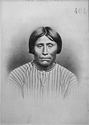 Archivo:Captain Jack (Kintpuash), a Modoc subchief, executed October 3, 1873, bust-length, full-face, 1873 - NARA - 533242