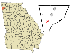 Chattooga County Georgia Incorporated and Unincorporated areas Lyerly Highlighted.svg