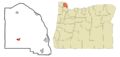 Columbia County Oregon Incorporated and Unincorporated areas Vernonia Highlighted