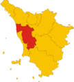 Map of province of Pisa (region Tuscany, Italy)