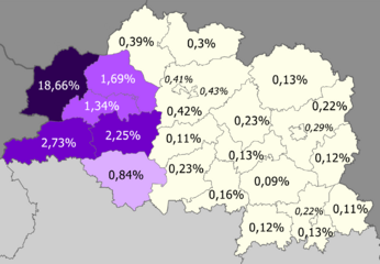Poles in Viciebskaja voblasć, Belarus (2009 census)
