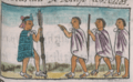 Príncipe Moctezuma el Joven llegando al rescate de los mercaderes sitiados en Ayotlan, en el folio 6r del libro IX