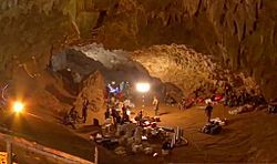 Rescue equipment in Tham Luang entrance chamber (cropped).jpg