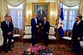 Secretary Kerry Poses for a Photo With Dominican President Medina at the Presidential Palace in Santo Domingo (27597883921)