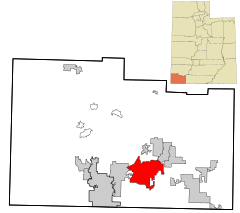Washington County Utah incorporated and unincorporated areas Hurricane highlighted.svg