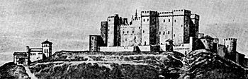 Archivo:Castle of Burgos and the church of Santa María La Blanca