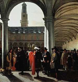 Archivo:Emanuel de Witte - De binnenplaats van de beurs te Amsterdam