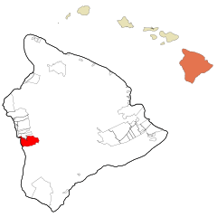 Hawaii County Hawaii Incorporated and Unincorporated areas Honaunau-Napoopoo Highlighted.svg