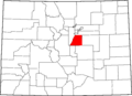 Map of Colorado highlighting Douglas County