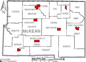 Archivo:Map of McKean County Pennsylvania With Municipal and Township Labels
