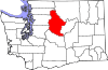 Mapa de Washington con la ubicación del condado de Chelan