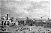Archivo:Una vista de la Plaza Mayor en 1847, tras la ocupación de las fuerzas norteamericanas