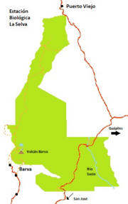 Mapa esquemático del parque nacional Braulio Carrillo