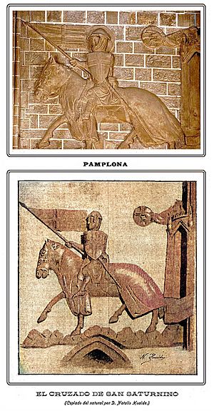 Archivo:El cruzado de San Saturnino Contraste relieve y acuarela de Natalio Hualde