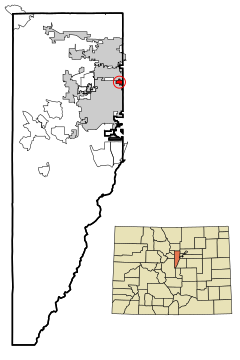 Jefferson County Colorado Incorporated and Unincorporated areas Edgewater Highlighted.svg