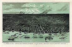 Archivo:Bird's eye view of Detroit, Michigan, 1889 - . Calvert Lithographing Co.