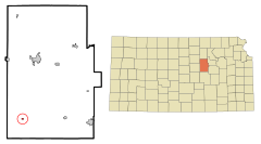 Dickinson County Kansas Incorporated and Unincorporated areas Carlton Highlighted.svg