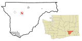 Franklin County Washington Incorporated and Unincorporated areas Mesa Highlighted.svg