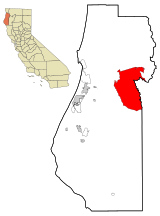 Humboldt County California Incorporated and Unincorporated areas Willow Creek Highlighted.svg
