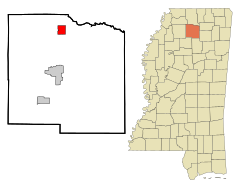 Lafayette County Mississippi Incorporated and Unincorporated areas Abbeville Highlighted.svg