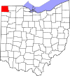 Mapa de Ohio con la ubicación del condado de Williams