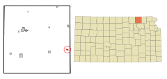 Marshall County Kansas Incorporated and Unincorporated areas Vermillion Highlighted.svg