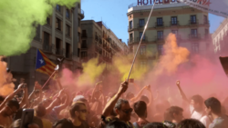 Archivo:Protesta en format festa Holi a Barcelona 2018 1
