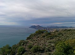 Vista de la costa desde la batería de las Cenizas (este)