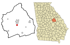 Washington County Georgia Incorporated and Unincorporated areas Tennille Highlighted.svg