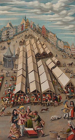 Archivo:De lakenmarkt te ’s-Hertogenbosch circa 1530 - Noordbrabants Museum