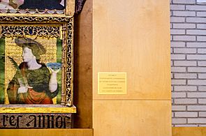 Detalle del retablo de Tañabueyes y placa de su ubicación actual