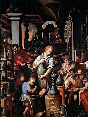 Archivo:Il laboratorio dell'alchimista, Giovanni Stradano, studiolo di Francesco I