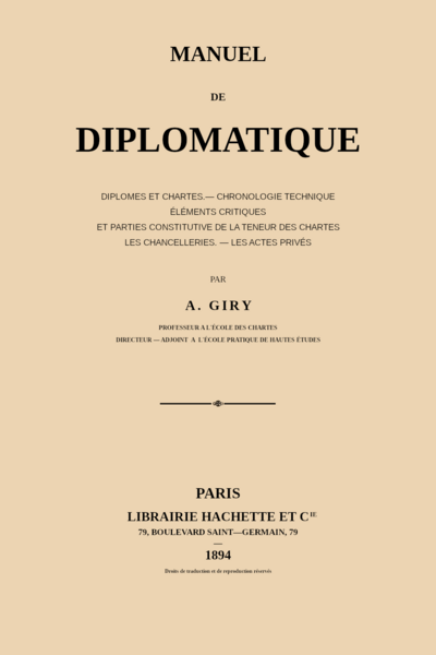 Manuel de diplomatique (recreación)