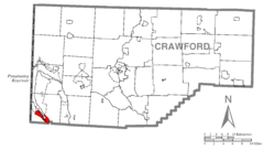 Map of Pymatuning South, Crawford County, Pennsylvania Highlighted.png