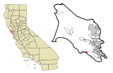 Marin County California Incorporated and Unincorporated areas Stinson Beach Highlighted.svg