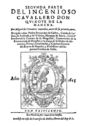 Archivo:Miguel de Cervantes (1615) El ingenioso cavallero Don Quixote de la Mancha
