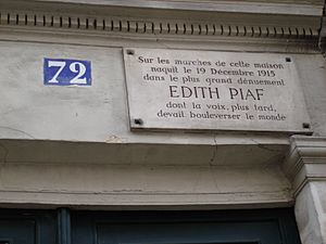 Archivo:Plaque naissance Edith Piaf