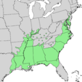 Quercus michauxii range map 1