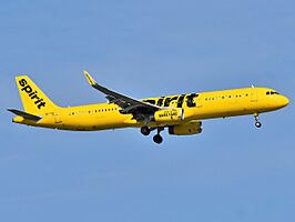 Spirit Airlines Airbus A321-231 N677NK approaching Newark Airport.jpg