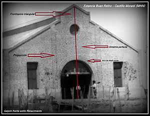 Archivo:Estancia Buen Retiro - Castillo Morató - Barreto & Morató (MHN). Fachada de la Cabaña estilo Renacimiento