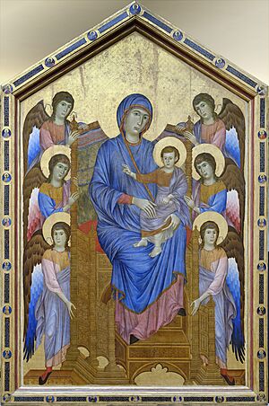 Archivo:La Vierge et l'Enfant en majesté entourés de six anges - Cimabue - Musée du Louvre Peintures INV 254 ; MR 159