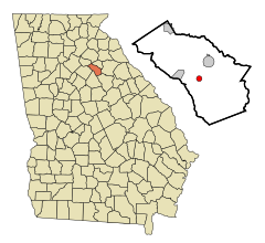 Oconee County Georgia Incorporated and Unincorporated areas Bishop Highlighted.svg