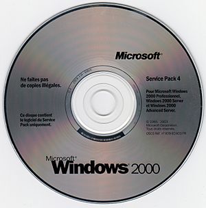 Archivo:Windows 2000 SP4 install disc (French)