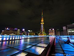 オアシス21から臨むテレビ塔(Night view of illuminated Nagoya TV Tower from Oasis 21) 23 Aug, 2015 - panoramio