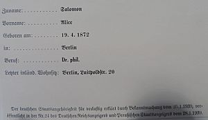 Archivo:Alice Salomon, deprivation of german citizenship