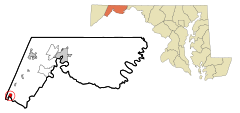 Allegany County Maryland Incorporated and Unincorporated areas Westernport Highlighted.svg