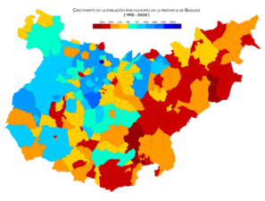 Badajoz crecimiento 1998-2008
