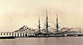 Cartagena, 1862. Navío 'Isabel II' en el puerto. Charles Clifford