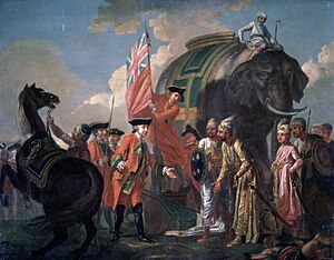 Archivo:Lord Clive meeting with Mir Jafar after the Battle of Plassey