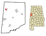 Pickens County Alabama Incorporated and Unincorporated areas Macedonia Highlighted.svg
